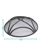 Black Reinforced Steel Mesh Fire Pit Spark Screen with Ring Handle