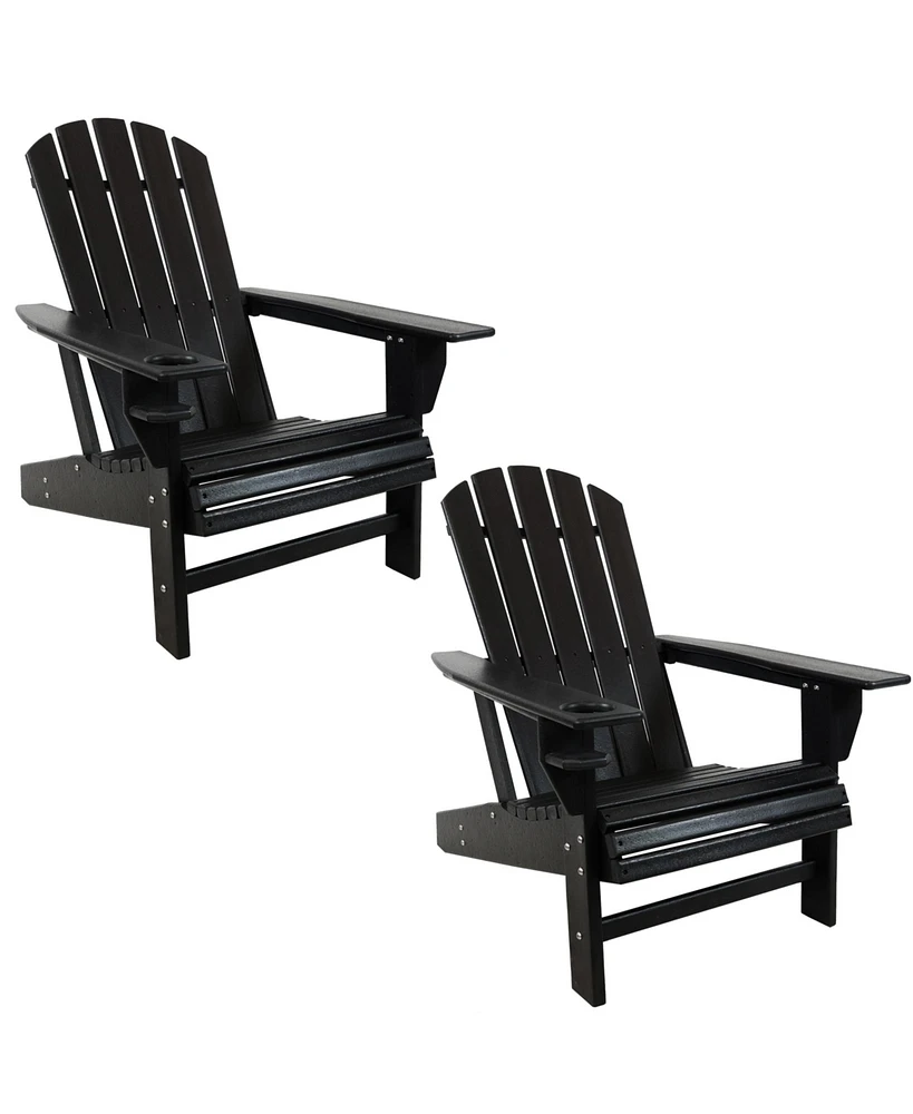 Adirondack Chairs with Cup Holder - Set of 2 Outdoor All-Weather for the Fire Pit, Patio, Campsite, or Yard 300-Pound Capacity