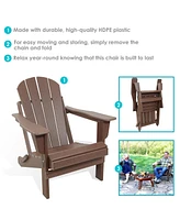 Folding All-Weather Adirondack Chair - For Patio or Yard - 300-Pound Capacity - 34.5-Inch - Set of 2 - Green