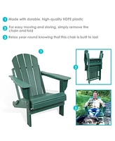 Folding All-Weather Adirondack Chair - For Patio or Yard - 300-Pound Capacity - 34.5-Inch - Green