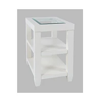 Urban Icon Contemporary Glass Inlay Chair Side End Table with Storage