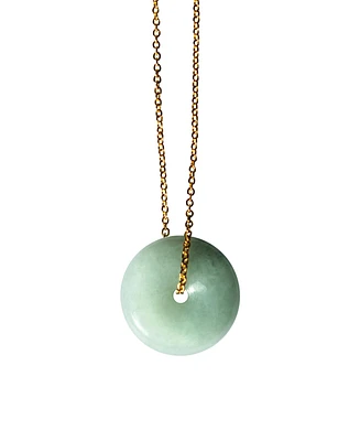 Button — Green jade pendant necklace