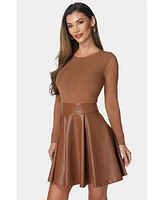 Bebe Women's Faux Leather Flare Dress