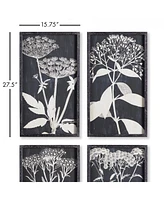 Monochrome Queen Anne's Lace Prints, Set Of 4