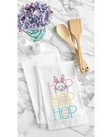 Hop Hop Hop" Easter Bunnies Flour Sack Embroidered Kitchen Dishtowel