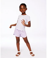 Girl Crinkle Short White Checkered Lilac - Toddler|Child