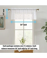 Hlc.me Isabella Floral Rod Pocket Lace Semi Sheer Voile Short Valance for Small Windows, Kitchen & Bathroom - 54 x 18 Inch Length (White Valance)