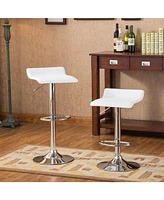 Lovmor Adjustable Height Wood and Chrome Metal Bar Table and 2 Chrome Air Lift Adjustable Swivel Stools Set