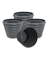 Molly 12.5" Metal Outdoor Plant Pot Set with Drainage Holes and Rubber Plugs - Matte Gray - Set of 4