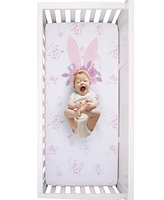 NoJo Flower Bunny Ears Cotton Nursery Photo Op Fitted Crib Sheet