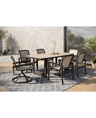 Bartow Outdoor 7-pc Dining Set (Rectangular Table, 4 Dining Chairs & 2 Swivel Chairs)