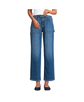 Lands' End Women's Soft Denim High Rise Utility Cargo Ankle Jeans