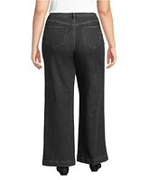 Lands' End Women's Plus Recycled Denim High Rise Wide Leg Jeans