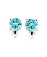 Bling Jewelry 2CT Solitaire Round Cubic Zirconia Cz Clip On Stud Earrings For Women Non Piercing