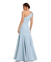 Mac Duggal Women's Crepe One Shoulder Gown With Flower