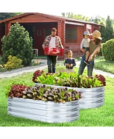 Aoodor 2Pcs Galvanized Raised Garden Bed Kit,47.24''(L) x 23.62''(W) x11.81''(H) Outdoor Garden Planter Oval Large Boxes for Vegetables, Flowers, Herb