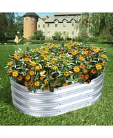 Aoodor Galvanized Raised Garden Bed Kit,35.34''(L) x 23.62''(W) x11.81''(H) Outdoor Garden Planter Oval Large Boxes for Vegetables, Flowers, Herbs