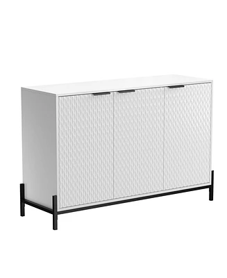 Modern Storage Cabinet with Adjustable Shelves, 49IN Accent 3 Doors, Decorative Cabinets for Living Room, Kitchen, Office