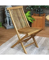 Hyannis Solid Teak Outdoor Folding Dining Chairs - Light Wood Stain Finish - 1 Chair