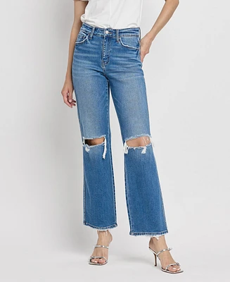 Flying Monkey Women's High Rise Slim Wide Leg Jeans