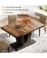 Tribesigns 47-Inch Dining Table for 4, Black Kitchen Dinner Table with Heavy Duty Pedestal, Farmhouse Wooden Eating Table for Home, Dining Room