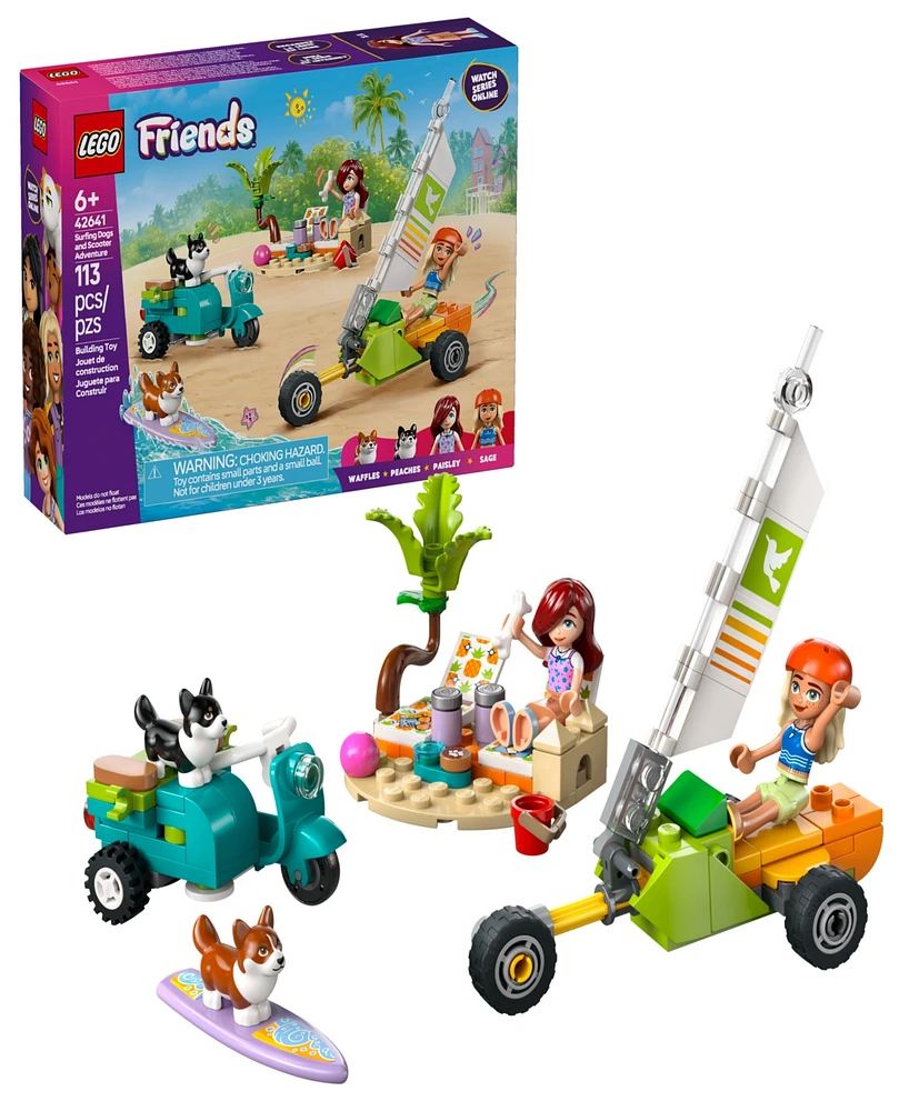 Lego Friends Surfing Dogs and Scooter Adventure Building Toy 42641, 113 Pieces