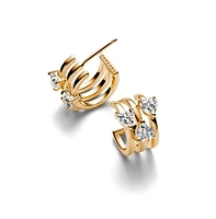 Pandora 14K Gold Plated Triple Heart Hoop Earrings