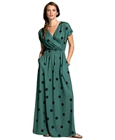 HotSquash London Women's V-Neck Short Sleeve Maxi Dress
