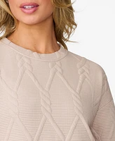 Cable & Gauge Women's Quilted Crewneck Classic Sweatshirt