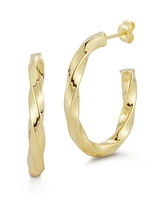 Rachel Zoe 14K Gold Plated Sterling Silver Twist Oval Hoop Earrings