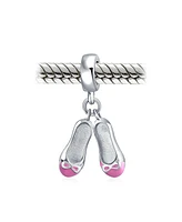 Bling Jewelry Pink White Prima Ballerina Charm Bead Sterling Silver European Bracelet
