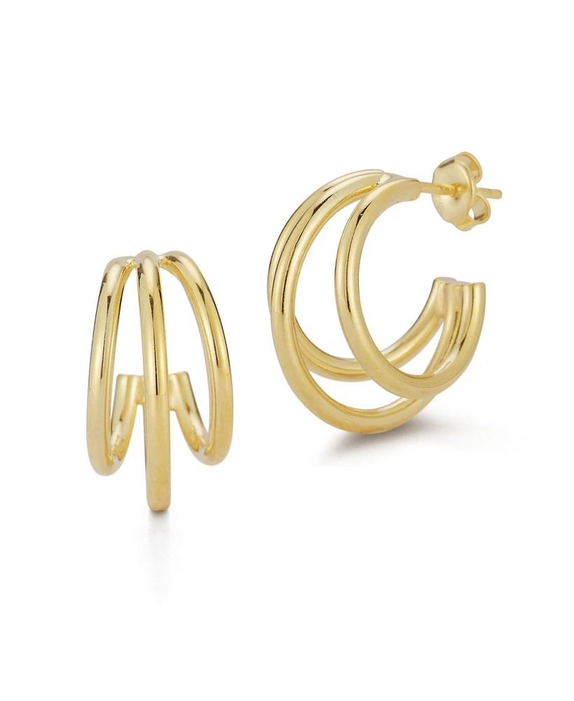 Rachel Zoe 14K Gold Plated Sterling Silver Triple Ring Hoop Earrings