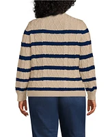 Lands' End Women's Plus Aran Cable Crew Neck Sweater