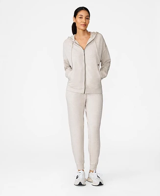 Cable & Gauge Women's Comfort Rib Zip Front Hoodie Jogger Matching Set