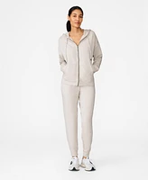 Cable & Gauge Women's Comfort Rib Zip Front Hoodie Jogger Matching Set