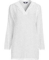 Lands' End Women's Rayon Rib Hooded Mini Cover-up Dress