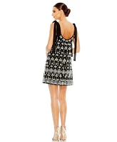 Mac Duggal Women's Jewel Encrusted Soft Tie Sleeveless Dress