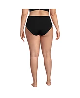 Lands' End Women's Plus Smoothing High Waisted Bikini Bottoms