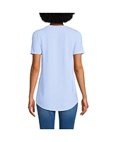 Lands' End Women's Petite Short Sleeve Power Performance Scoop Neck Curved Hem Tunic Tee