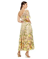 Women's One Shoulder Lace Embroidered Dress
