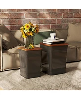 Homcom Ottoman with Storage Set of 2, Ottoman Stool with Metal Frame,