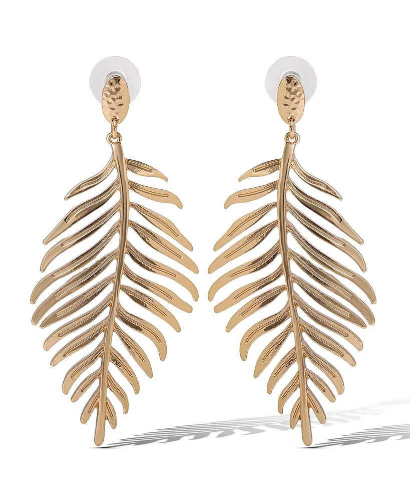 Jessica Simpson Gold-Tone Leaf Drop Earrings – Elegant Nature-Inspired Statement