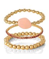 Jessica Simpson 3-Piece Beaded Stretch Bracelet Set - Gemstone & Gold-Tone Accents