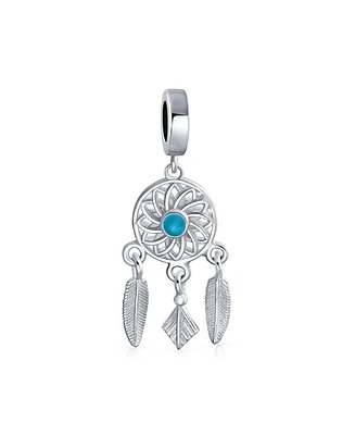 Bling Jewelry Hopes Dreams Blue Amulet Native American Dream Catcher Dangle Charm Bead Silver