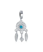 Bling Jewelry Hopes Dreams Blue Amulet Native American Dream Catcher Dangle Charm Bead Silver