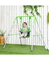 Outsunny Toddler Swing Set with Metal Sd, Baby Swing Set,