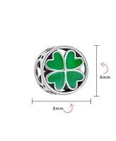 Bling Jewelry Good Luck Irish Shamrock Green Heart Clover Charm Bead for European Bracelet