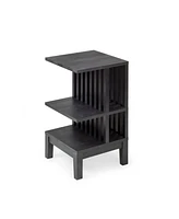 Woodek Set Of 2 Oak Wood Nightstand With Open Compartment - Versatile Bedside Table