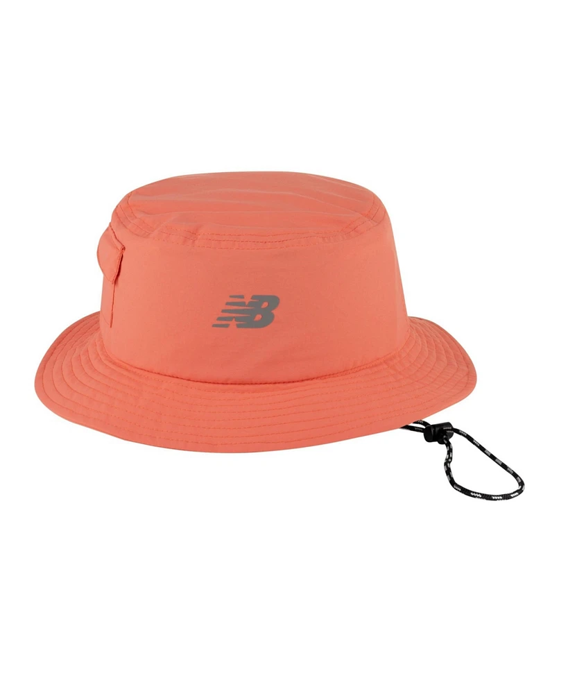 New Balance Men's Gray Nb Logo Gulf Red Cargo Bucket Hat