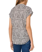 Vince Camuto Women's Printed V-Neck Cap-Sleeve Top